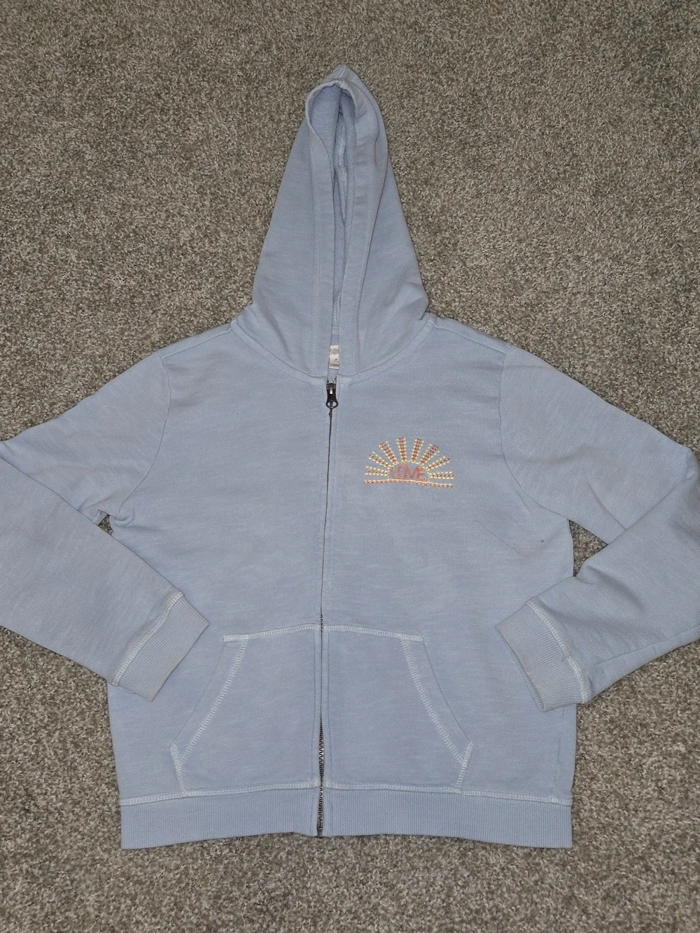 Gymboree Light Blue Zip-Up Hoodie with Sunrise Graphic